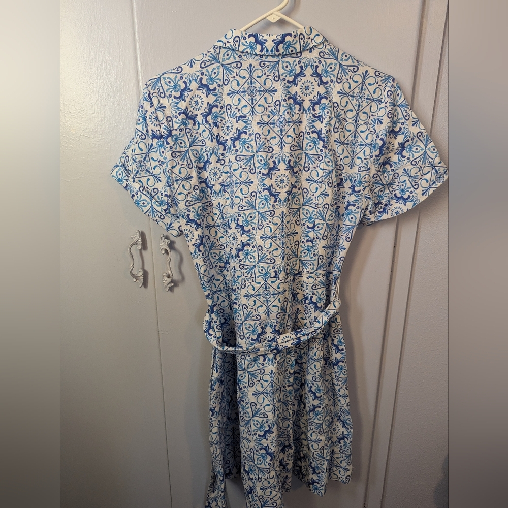 Hill House Laura dress Blue Mosaic Linen small - Picture 5 of 5